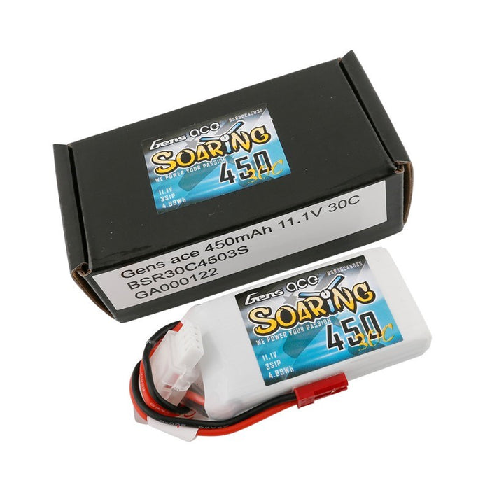 Gens Ace GA0450-3S30-S 450Mah 3S 11.1v 30C 58x31x14mm 47g JST Plug XH Balance Soaring Series (8319036293357)