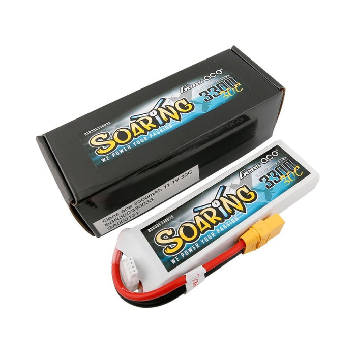 Gens Ace GA3300-3S30-S-XT90 Gens Ace 3300mAh 3S 11.1v 30C 131x43x20mm 252g XT90 Plug XH Balance Soaring Series (8347882291437)