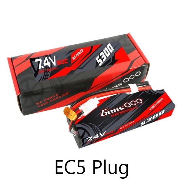 Gens Ace 5300mAh 2S1P 7.4V 60C Hardcase LiPo w/EC5 (8137525625069)