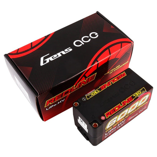 Gens Ace GA6000-4S130-S-HV New Gens Ace Redline 6000mAh 4S HV 15.2V 130C Shorty 1/8th Battery with 5mm Plug 410g 97.8x46.8x46.8mm (8144090038509)