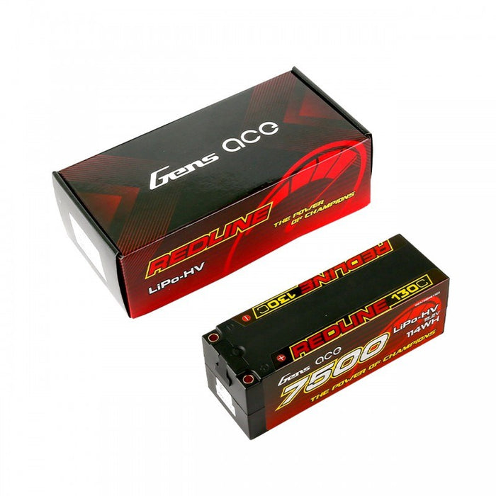 Gens Ace GA7500-4S130-RL Gens Ace Redline 7500mAh 15.2v 4S HV 130C Hardcase Lipo Battery 615g 139x47x50mm - Hobby City NZ (8347882389741)