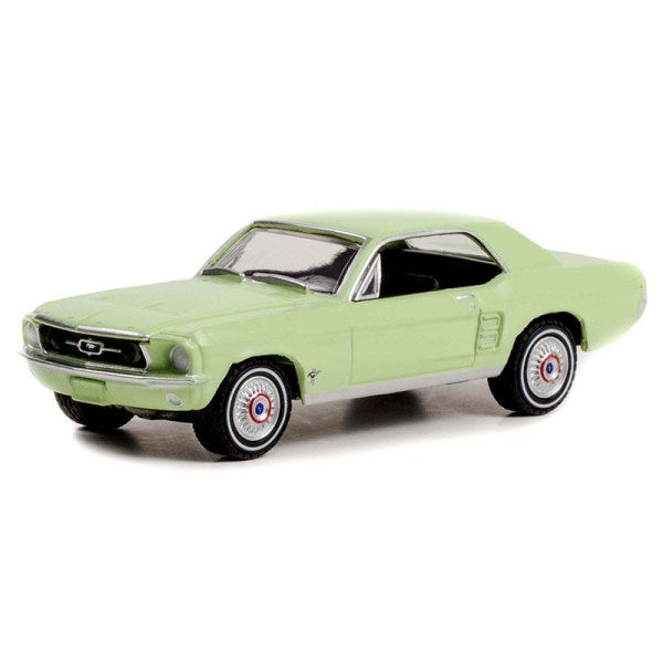 GreenLight 30353 1/64 1967 Ford Mustang Coupe (Limelite Green) - "She Country Special" Goodro Ford - Hobby City NZ