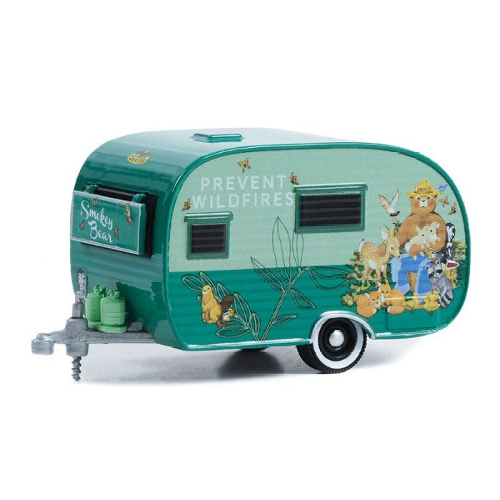 GreenLight 34130-A 1/64 1958 Catolac DeVille Travel Trailer - Smokey Bear "Welcome To Our Den"