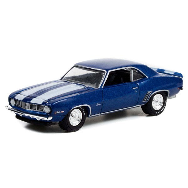 GreenLight 37250-C 1/64 1969 Chevrolet Camaro Z/28 (Blue w/White Stripes) - Lot #687.3 (8868024778989)