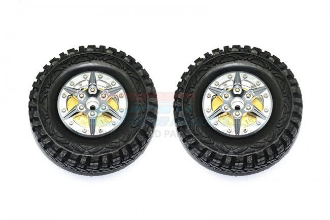 GPM Racing AW1906H 1.9" Aluminum 6 Poles Wheels with Brass Pendulum Weight & Crawler Tire - 2 Piece Set - Hobby City NZ