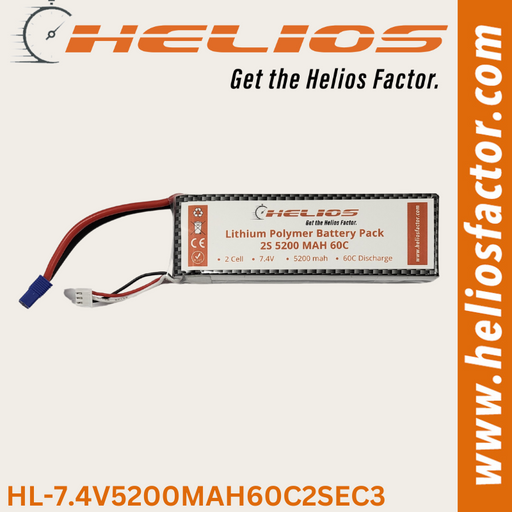 Helios - 7.4V 2S 5200mah 60C Lipo Battery EC3 Plug (8322071429357)