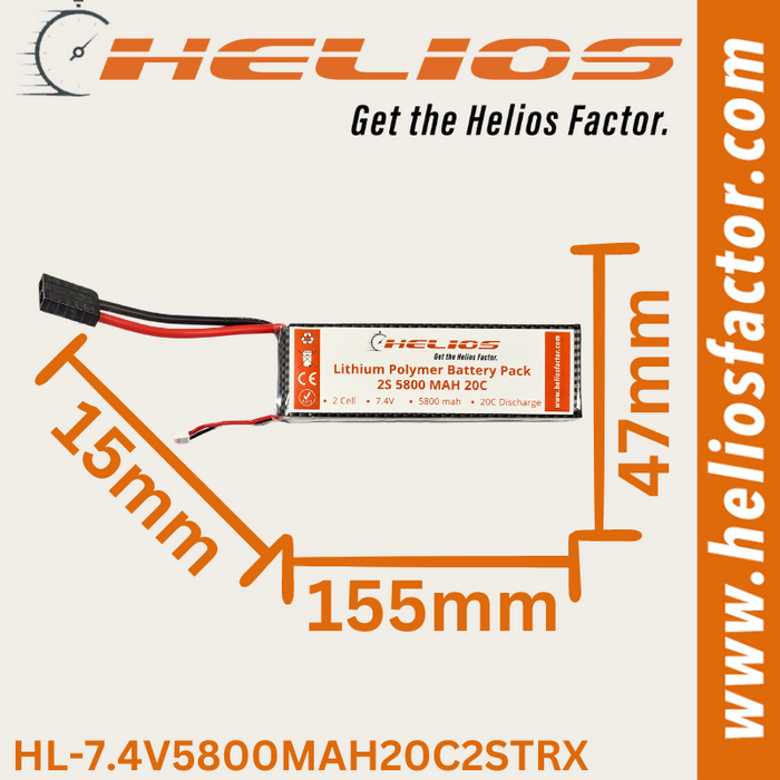 Helios - 7.4v 2S 5800mah 20C Lipo Battery Traxxas Plug (8322070577389)