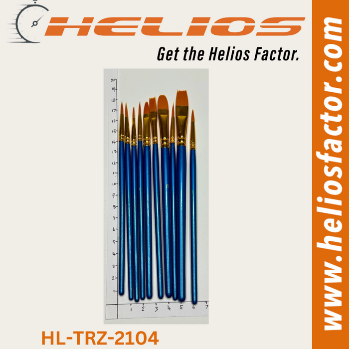 Helios - 10 Pcs Set Professional Nylon Paint Brush - Watercolor Acrylic - Wooden Handle (8754690982125)