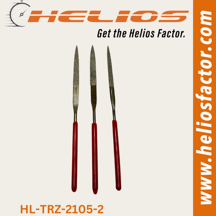 Helios - 3x Diamond Needle File Set (3x Flat Spear)