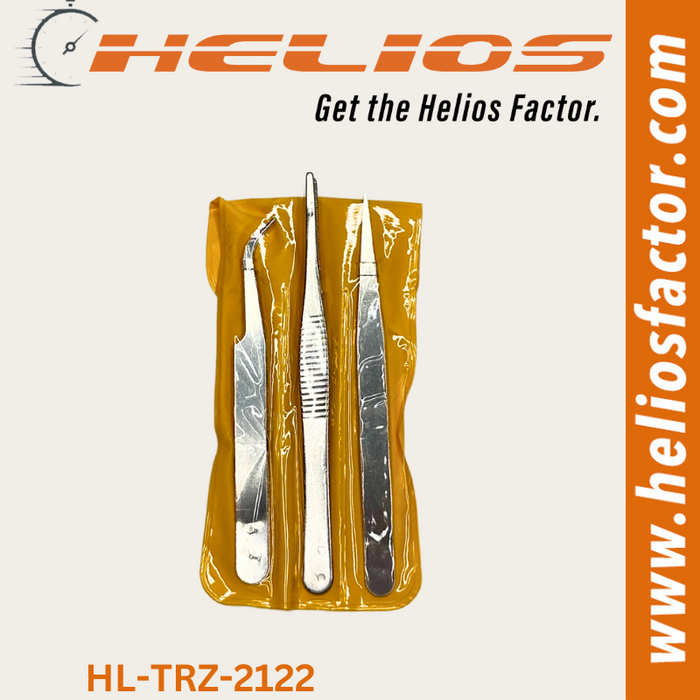 Helios - 3 Piece Basic Stainless Steel Tweezers Set (8754755829997)