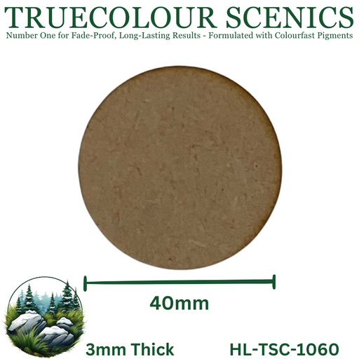 Truecolour Scenics Miniture Base (MDF) - Round - 40mm (Round) x 3mm (Thick) (8903772799213)