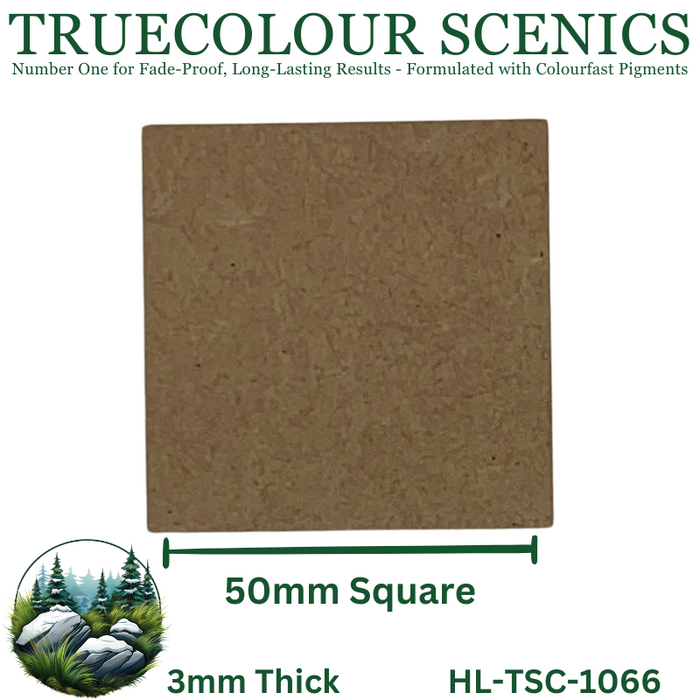 Truecolour Scenics Miniture Base (MDF) - Square - 50mm(W) x 50mm(L) x 3mm(H) (8903773290733)