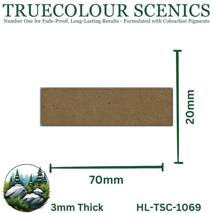 Truecolour Scenics Miniture Base (MDF) - Rectangle - 20mm(W) x 70mm(L) x 3mm(H) (8903773487341)