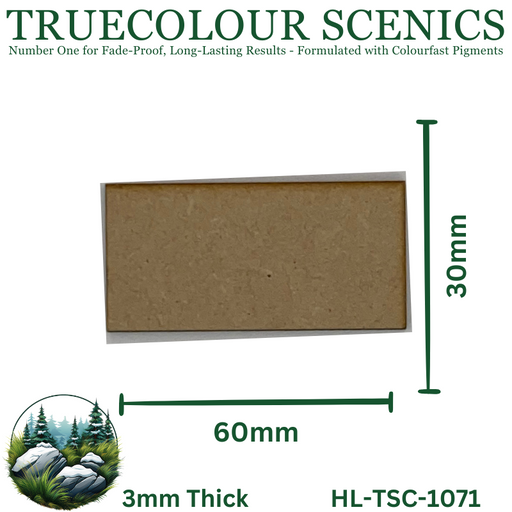 Truecolour Scenics Miniture Base (MDF) - Rectangle - 30mm(W) x 60mm(L) x 3mm(H) (8903773585645)