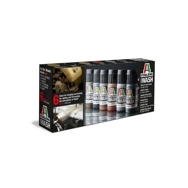 Italeri 448AP ITALERI ACRYLIC MODEL WASH - 6 BOTTLE SET (8756646314221)