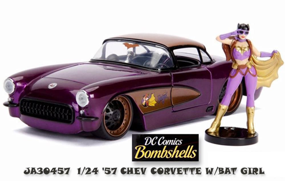 Jada 30457 1/24 B.SHELLS '57 CHEV CORVETTE W/BAT GIRL (8114212372717)