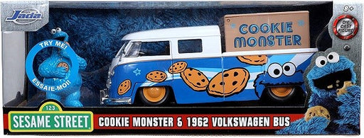 Jada 31751 1/24 1962 Volkswagen Bus w/Cookie Monster Figurine - Sesame Street - Hobby City NZ