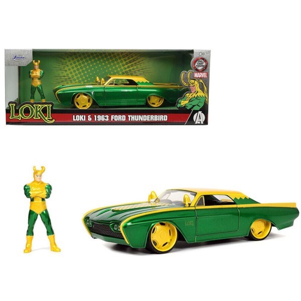 Jada 33357 1/24 1963 Ford Thunderbird w/Loki Figurine - Marvel (8063967297773)