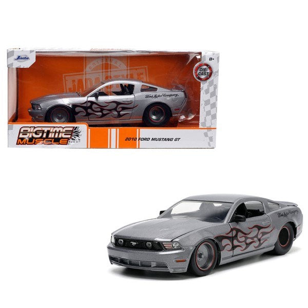 Jada 34039 1/24 2010 Ford Mustang (Grey/Flames) - BigTime Muscle (8062701633773)