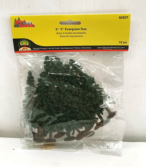 JTT Scenery 92037 75-100mm Evergreen Trees (12pk) (8324806541549)