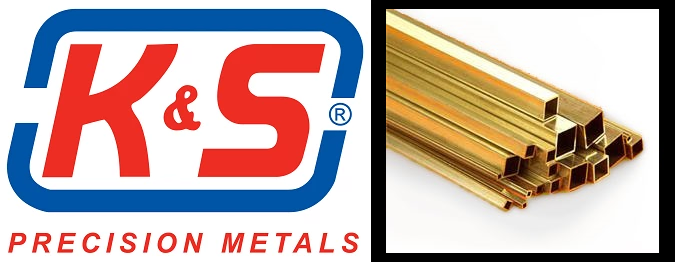 K&S 8155 Square Brass Tube 1/4 SQ x 0.014 x 12" - 1 Length (7537690771693)