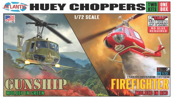 Atlantis Models M1026 1/72 Huey Gunship/Firefighter (2pk) - Hobby City NZ (8324815388909)