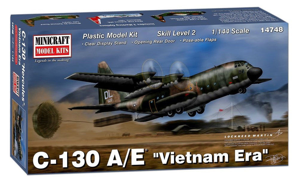 Minicraft Model Kits 14748 1/144 C-130 A/E - Vietnam Era - Hobby City NZ (8144080470253)