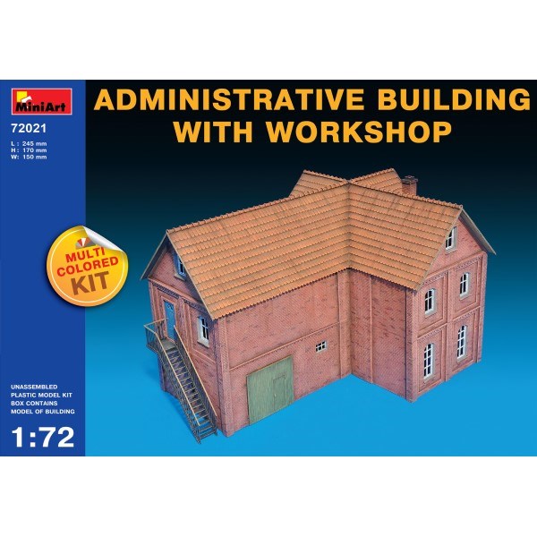 MiniArt 72021 1/72 ADMIN BUILDING W/WRK SHOP (7759547105517)