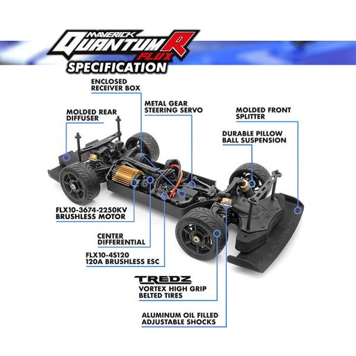 Maverick MV150310 1/8 QuantumR FLUX 4S 4WD Muscle Car RTR Blue - Hobby City NZ (7932606185709)