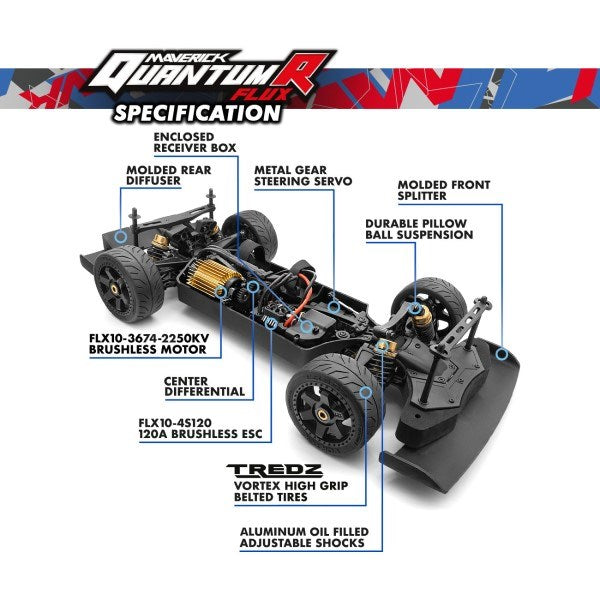 Maverick MV150312 1/8 QuantumR FLUX 4S 4WD Race Truck RTR Blue/Red