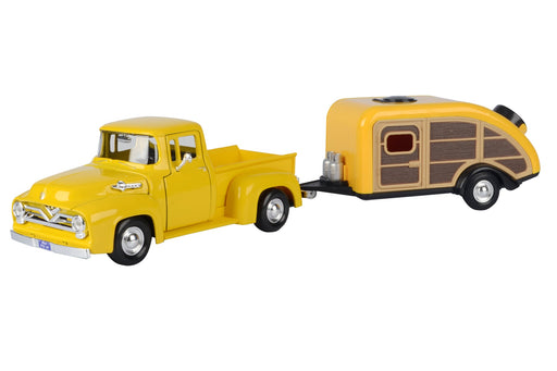 Motormax MX-79341/76083 1/24 1955 Ford F-100 Pickup with House Trailer (8867974611181)