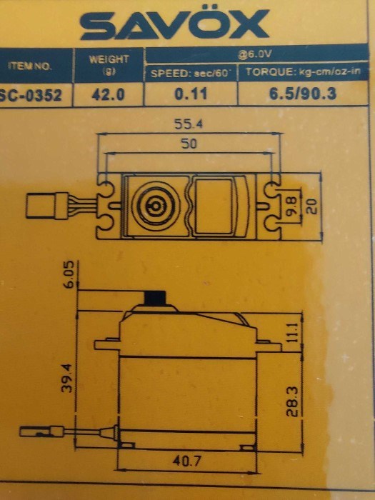 Savox SC-0352 STD size 6.5kg/cm Digital Servo 0.14 sec 6.0V 42g - Hobby City NZ (8324269637869)