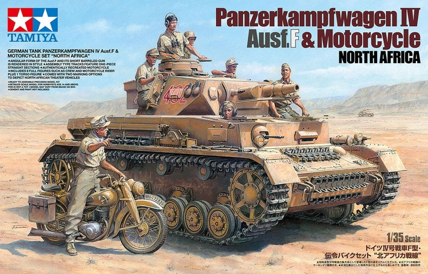 Tamiya 25208 1/35 IV.F & Motorcycle N.Africa (8324823974125)