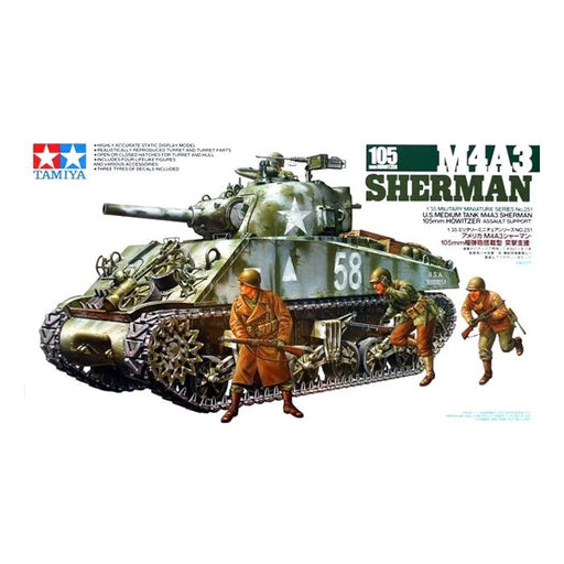 Tamiya 35251 1/35 U.S. Medium Tank M4A3 Sherman - 105mm Howitzer Assault Support - Hobby City NZ (8278067151085)