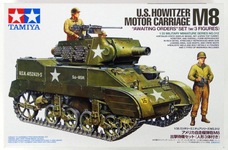 Tamiya 35312 1/35 U.S. Howitzer Motor Carriage M8 "Awaiting Orders" Set (w/3 Figures) - Hobby City NZ