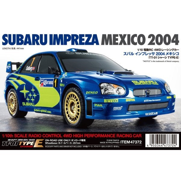 Tamiya 47372 RC Kit: 1/10 4WD Subaru Impreza WRC - Mexico 2004 (TT-01E) (8278094938349)