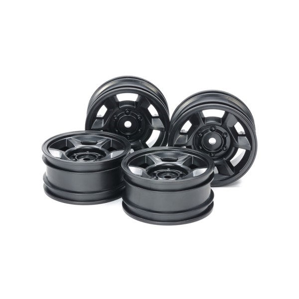 Tamiya 51688 6-Spoke Black Wheels 26mm Wide Offset +4 (CC-02) - 4pcs (8278335160557)