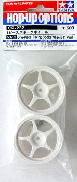 Tamiya 53232 1/10 One-Piece Racing Spoke Wheels - White (1 Pair) (8278295642349)