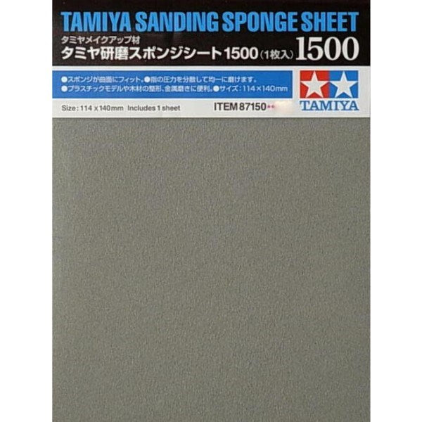 Tamiya 87150 Sanding Sponge Sheet - 1500 Grit (1 Sheet) - Hobby City NZ (7540590313709)
