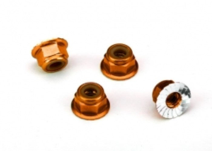 Traxxas 1747T NUTS 4MM FLANGED LOCK ORANGE (8828013314285)