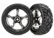 Traxxas 2479R - Tires & wheels assembled (Tracer 2.2" chrome wheels Anaconda 2.2" tires with foam inserts) (2) (Bandit front) (8827965702381)