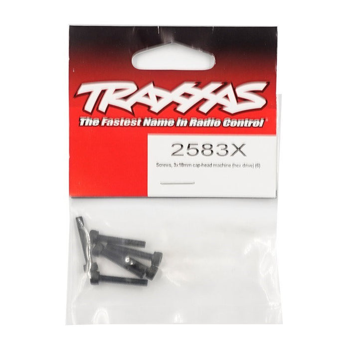 Traxxas 2583X Screws 3x18mm cap-head machine (hex drive) (6)