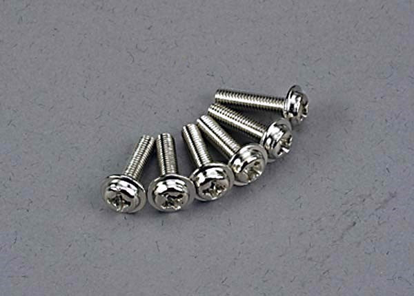 Traxxas 3186 - Screws 3x12mm washerhead machine (6) (769055293489)