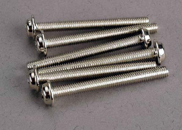 Traxxas 3196 - Screws 3x30mm washerhead machine (6) (8827605516525)