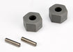 Traxxas 3654 - Wheel hubs hex (front) (tall offset) (2)/ axle pins (2.5x10mm) (2) (769059225649)