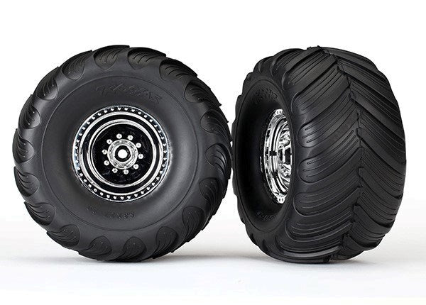 Traxxas 3663X - Chrome Wheels Terra Groove Dual Profile Tires (2) (8827983823085)