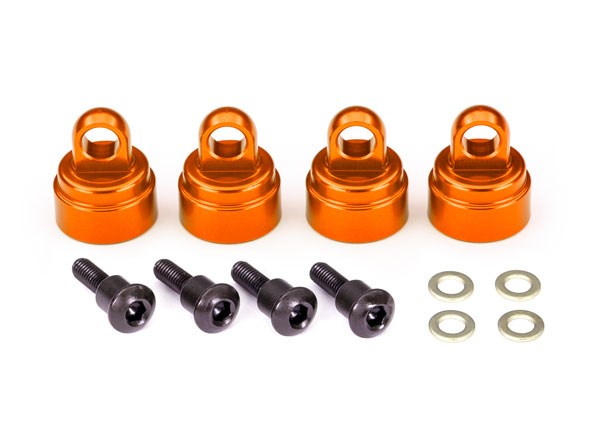 Traxxas 3767T SHOCK CAPS ULTRA ALUM ORNG (4)