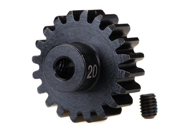 Traxxas 3950X - Gear 20-T pinion (32-p) heavy duty (machined hardened steel) (fits 3mm shaft)/ set screw (8827984052461)