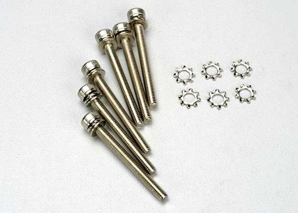 Traxxas 3963 - Screws 3x28mm cap-head machine (hex drive) (6)/ 3x6mm ELW (6) (769064271921)