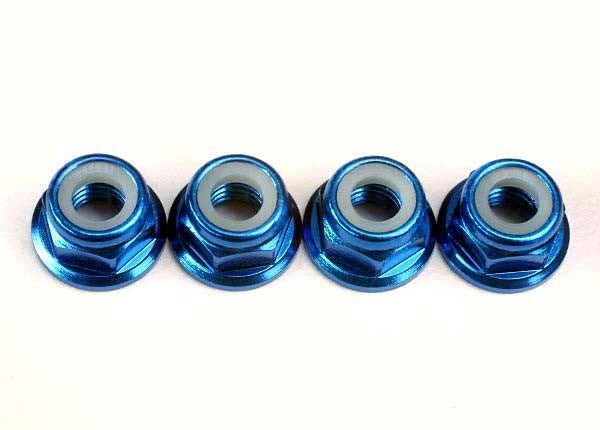 Traxxas 4147X - Nuts 5mm flanged nylon locking (aluminum blue-anodized) (4) (8827968323821)